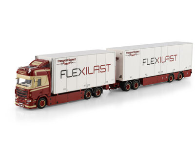 WSI WSI Scania R Highline riged box truck 6x2 tag axle box trailer with 4-axle box trailer TRANSPORTTEAMET (FLEXILAST)