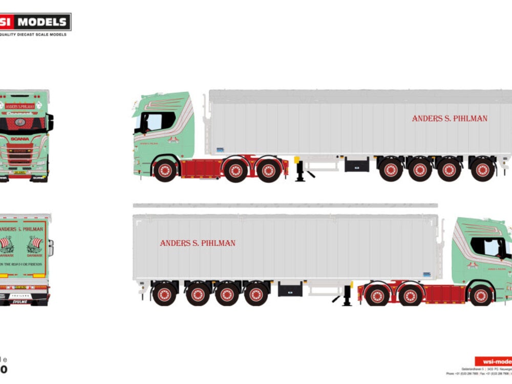 WSI WSI Scania S Highline 6x2 met 4-as verschuifbare vloer trailer ANDERS PIHLMAN