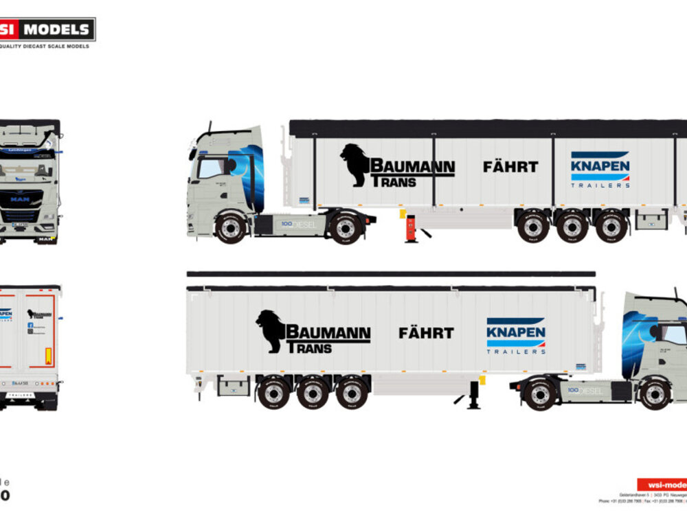 WSI WSI MAN TGX GX 4x2 with 3-axle moving floor trailer BAUMANN TRANS