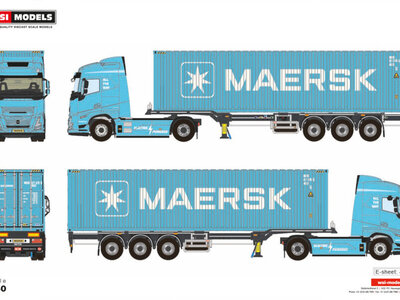 WSI WSI Volvo FH Aero Globetrotter Electric 4x2 + 3-axle container trailer + 40ft. container MAERSK