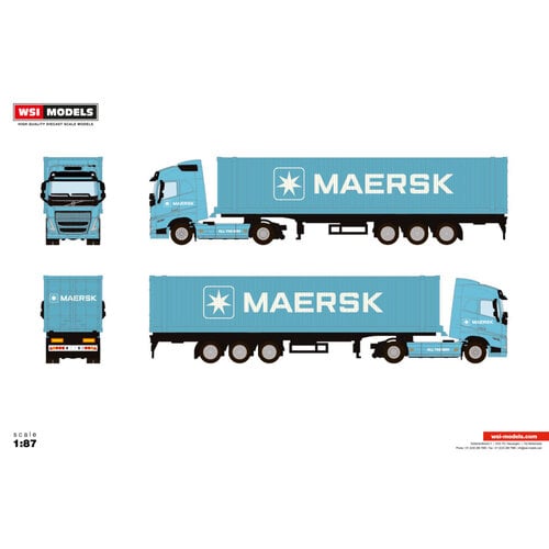 WSI WSI Volvo FH12 Globetrotter XHSL 4x2 + 3-axle container trailer + 45ft. container MAERSK SCALE 1:87