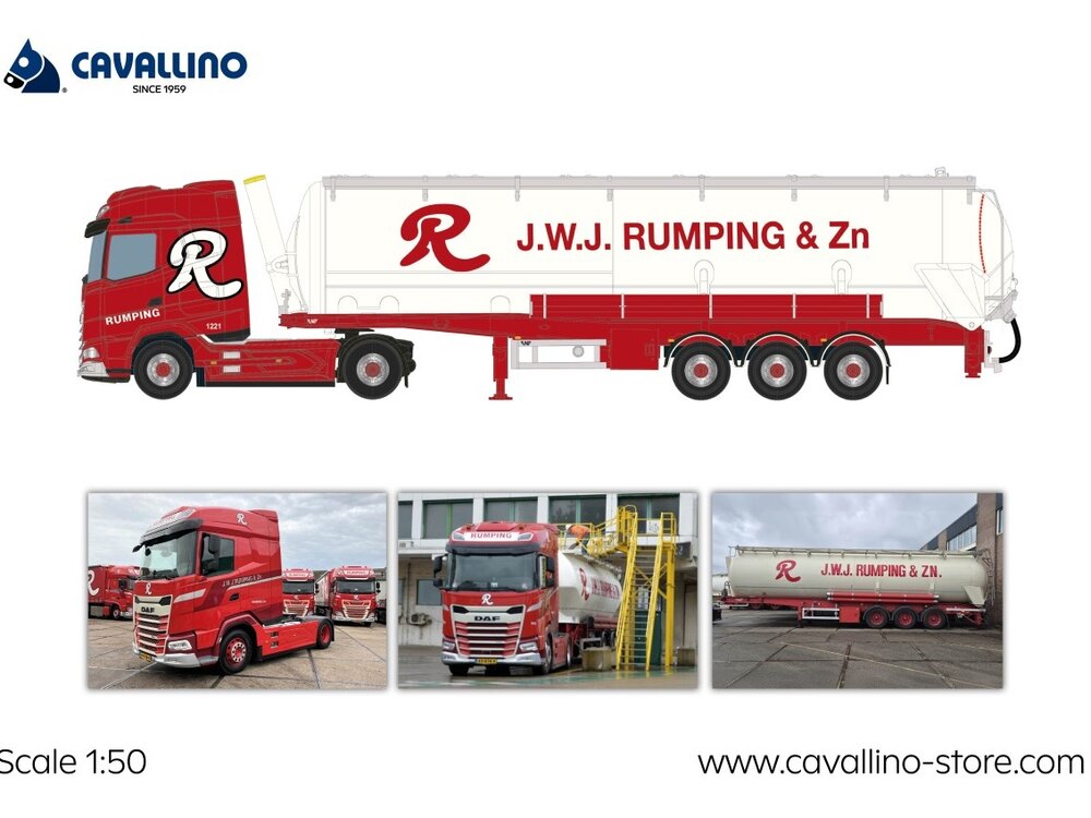 Cavallino Cavallino DAF XG 4x2 met 3-as bulkoplegger RUMPING