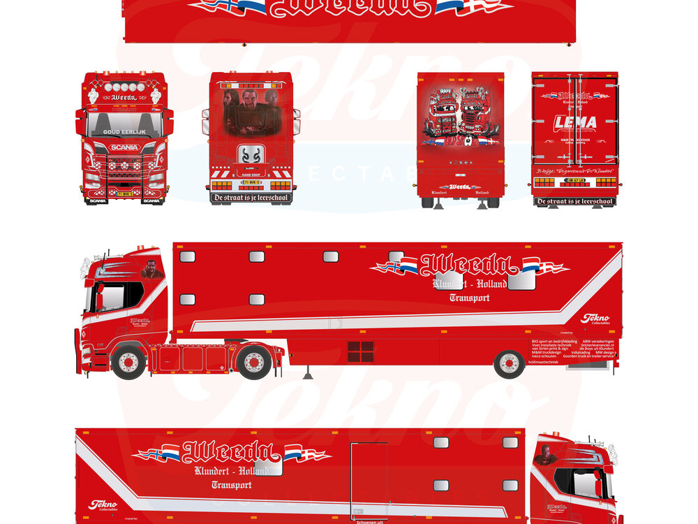 Tekno Tekno Scania NGR 530 V8 4x2 with 1-axle camper trailer (resin) FERRY "WEEDA"