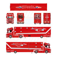 Tekno Scania NGR 530 V8 4x2 with 1-axle camper trailer (resin) FERRY "WEEDA"