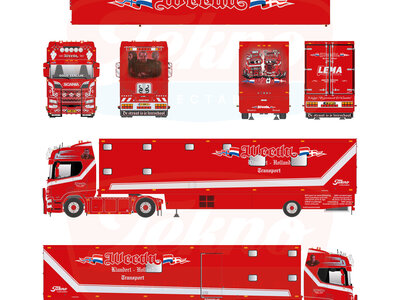 Tekno Tekno Scania NGR 530 V8 4x2 met 1-assige camper trailer (resin) FERRY "WEEDA"