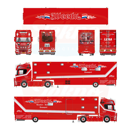 Tekno Tekno Scania NGR 530 V8 4x2 met 1-assige camper trailer (resin) FERRY "WEEDA"