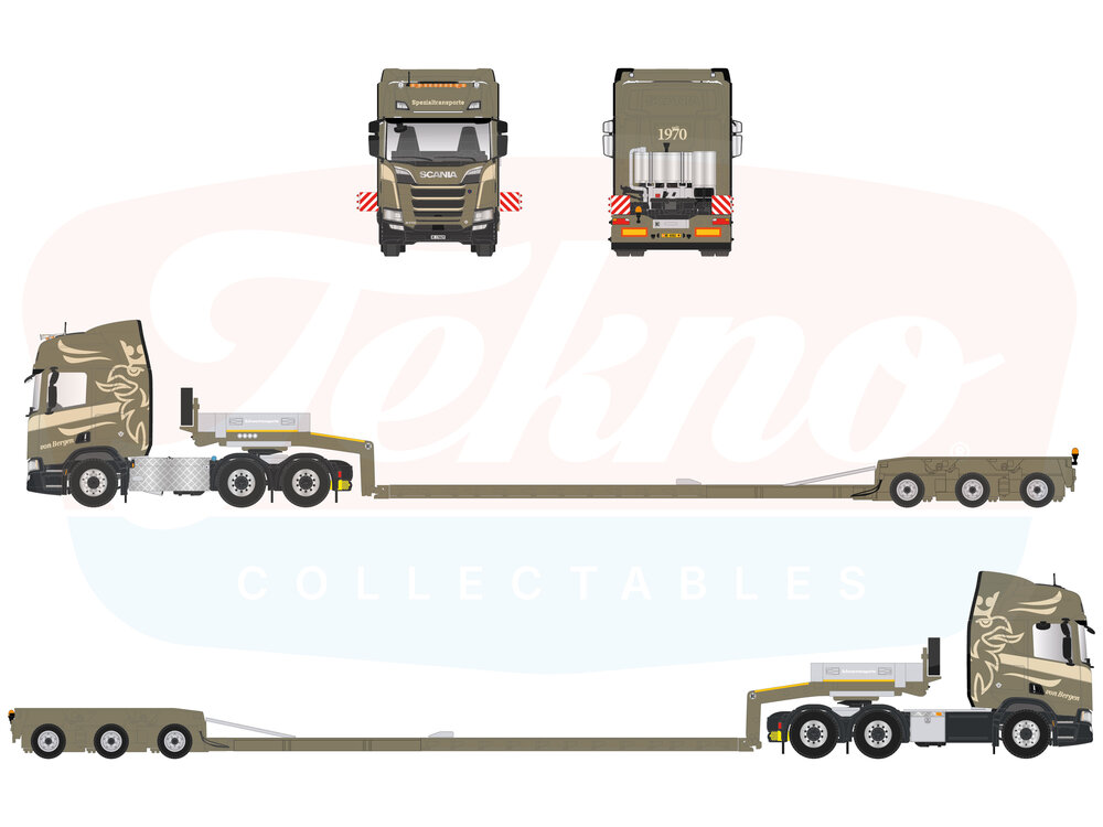 Tekno Tekno Scania Next Gen R-Highline 6x4 met Goldhofer dieplader BERGEN VON