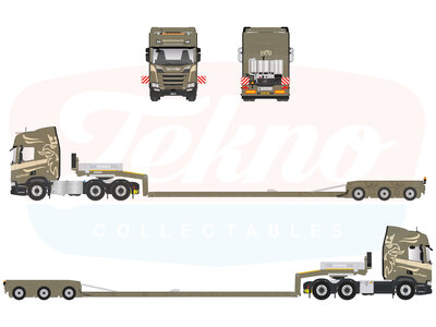 Tekno Tekno Scania Next Gen R-Highline 6x4 met Goldhofer dieplader BERGEN VON