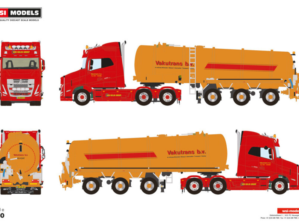 WSI WSI Volvo Vlastuin Torpedo VT5 6x2 with 3-axle vacuum tank trailer VAKUTRANS