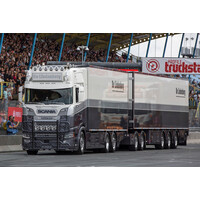 WSI Scania S Highline 6x2 motor koelwagen met koeloplegger + LZV dolly low DE LINDENBORG
