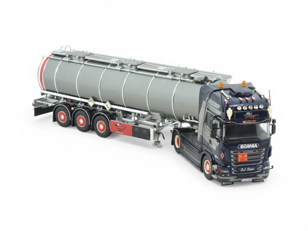 Tekno Tekno Scania R -serie Topline 4x2 trekker met 3 assige tankoplegger SL LOGISTICS