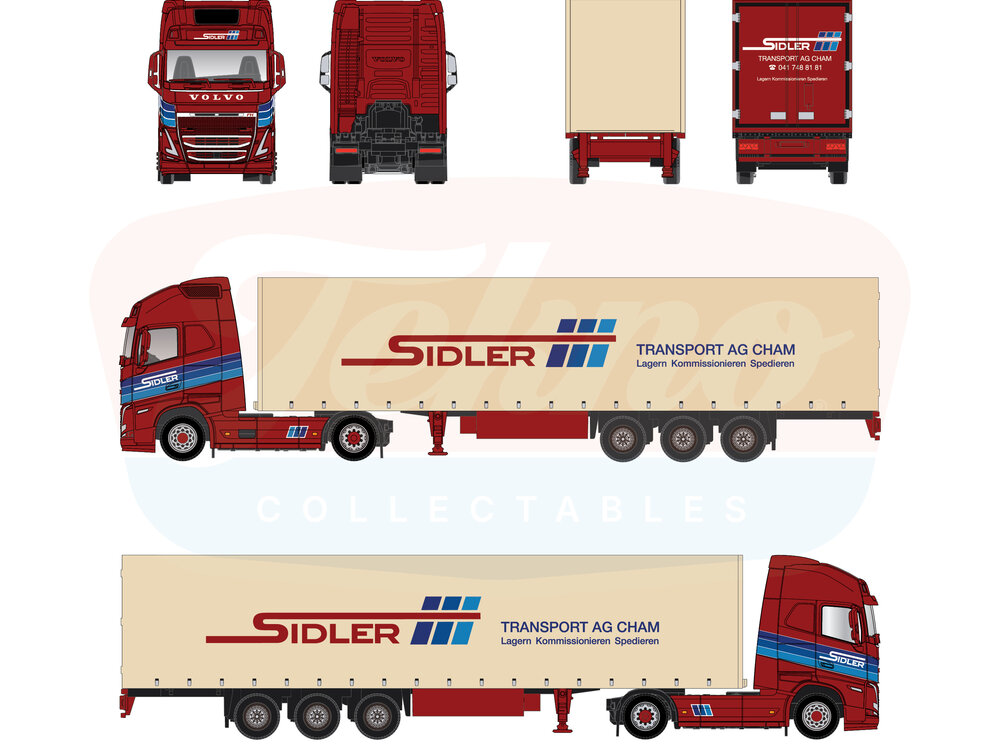 Tekno Tekno Volvo FH05 Globetrotter XL with 3-axle reefer trailer SIDLER/ Scale 1:87