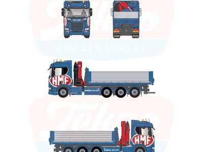 Tekno Tekno Scania XT 8x2 hooklift with HMF crane (type 2820K5) HMF