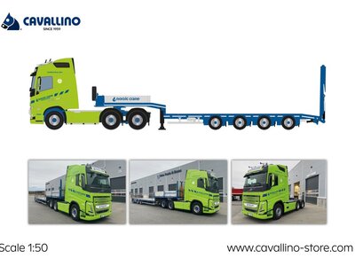 Cavallino Cavallino Volvo FH5 Globetrotter 6x2 met 4-as semi dieplader NORDIC CRANE