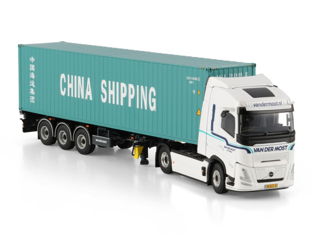 WSI WSI Volvo FH Aero Globetrotter  4x2 met 3-assige container oplegger + 40ft container VAN DER MOST