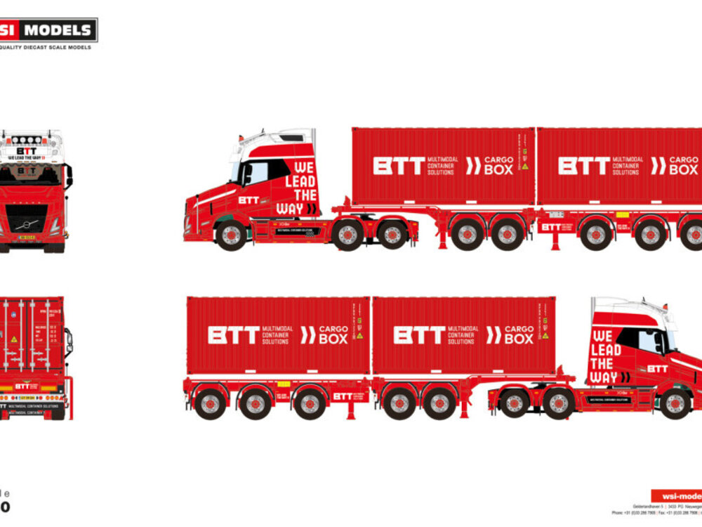 WSI WSI Vlastuin Torpedo VT5 Aero Globetrotter XXL 6x2 with 5-axle combi container trailer +2x 20ft container BTT MULTIMODAL CONTAINER SOLUTIONS