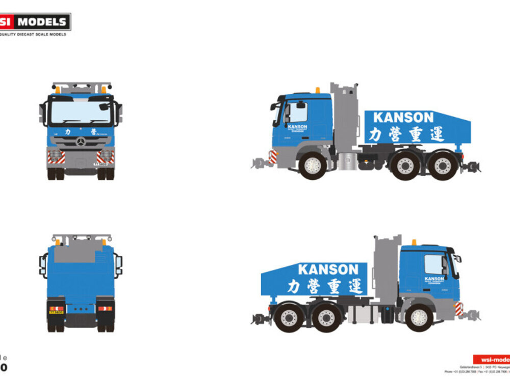 WSI WSI Mercedes-Benz Actros MP3 L flat roof 6x4  resin ballast box KANSON