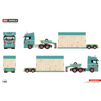 WSI MAN TGX GX 6x2 with 2-axle euro PX Lowloader + wooden box with top seal TIMMERHAUS