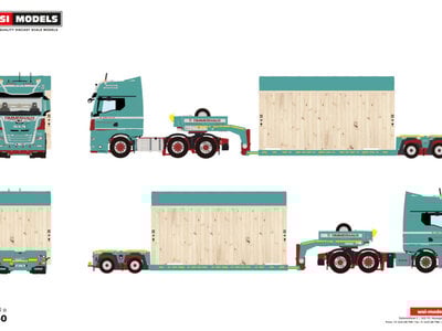WSI WSI MAN TGX GX 6x2 with 2-axle euro PX Lowloader + wooden box with top seal TIMMERHAUS