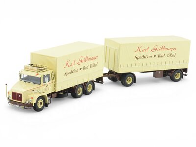 Tekno Tekno Scania 140 Torpedo motorwagen aanhanger met klassieke huifopbouw GRILLMAYER