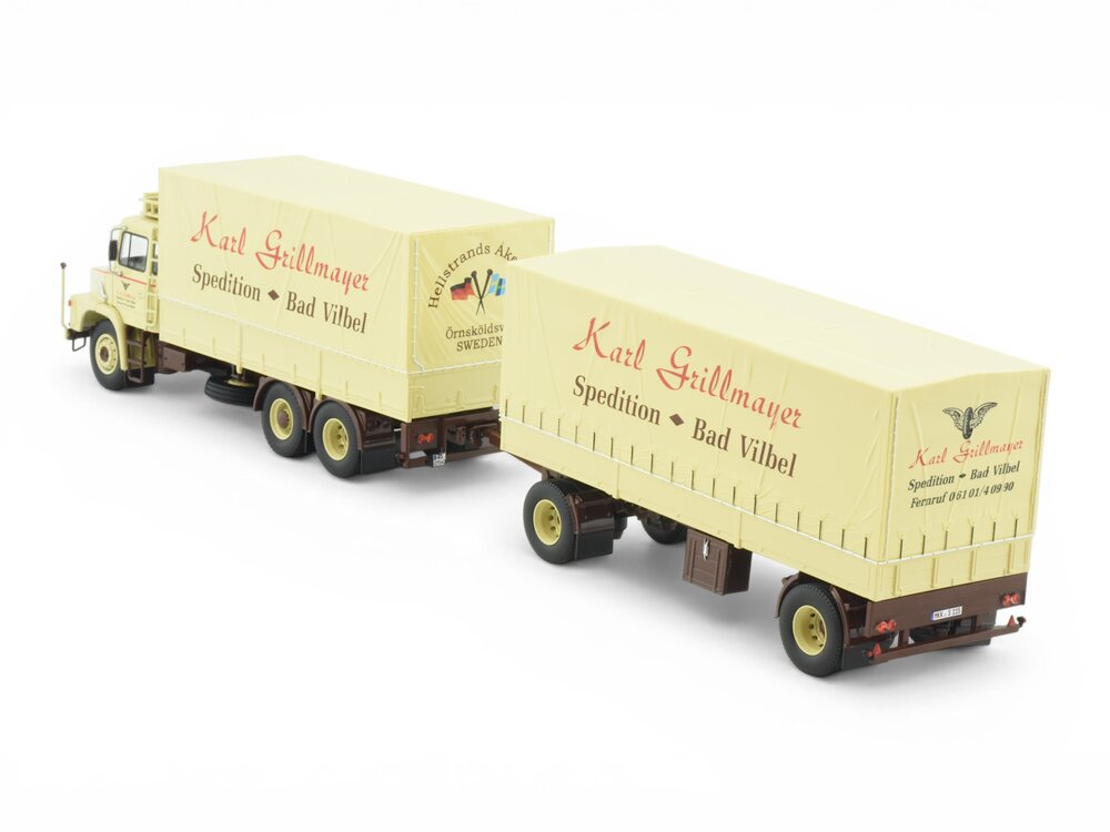 Tekno Tekno Scania 140 Torpedo motorwagen aanhanger met klassieke huifopbouw GRILLMAYER
