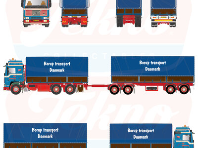 Tekno Tekno Volvo F16 Globetrotter motorwagen met 3-assige schamel aanhanger KAJ CHRISTIANSEN