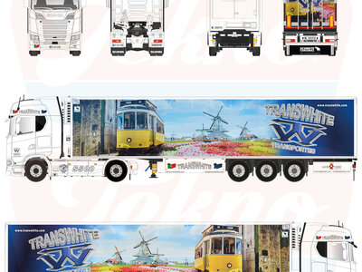 Tekno Tekno Scania Next Gen 500S with 3-axle reefer trailer TRANSWHITE