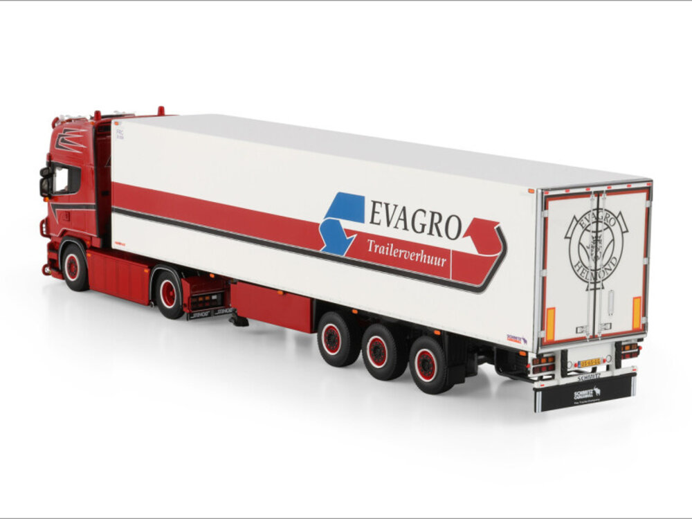 WSI WSI Scania R6 Topline 4x2 with 3-axle reefer trailer EVAGRO