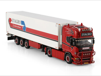 WSI WSI Scania R6 Topline 4x2 with 3-axle reefer trailer EVAGRO