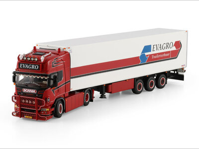WSI WSI Scania R6 Topline 4x2 with 3-axle reefer trailer EVAGRO