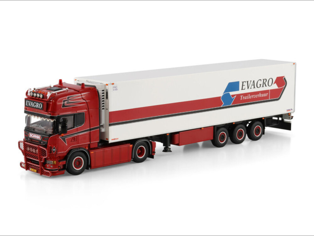 WSI WSI Scania R6 Topline 4x2 with 3-axle reefer trailer EVAGRO