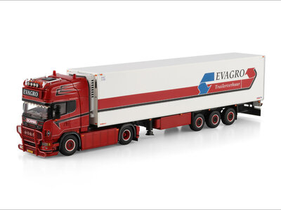 WSI WSI Scania R6 Topline 4x2 with 3-axle reefer trailer EVAGRO