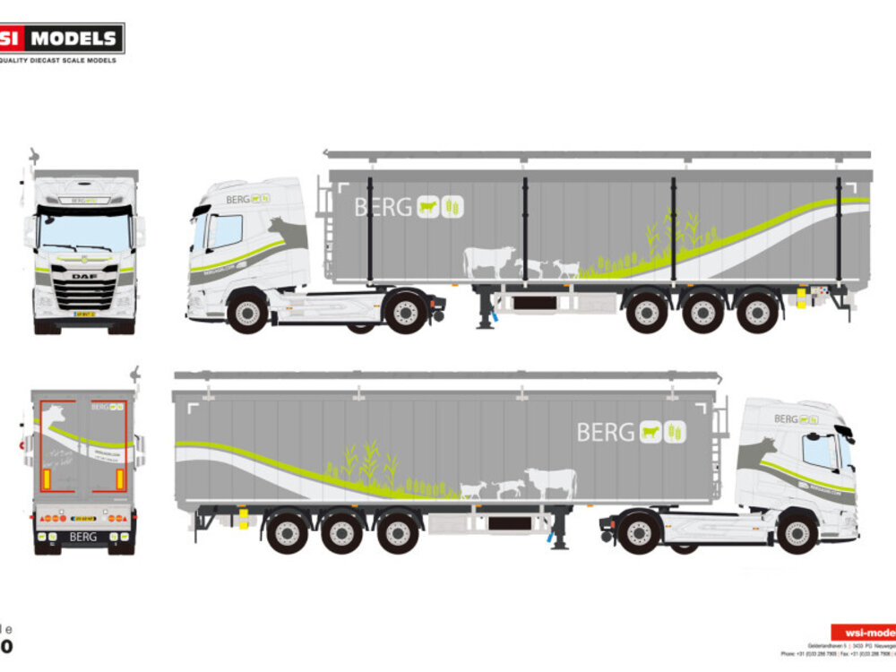 WSI WSI DAF XG 6x2  met 3-axle volume trailer BERG AGRI