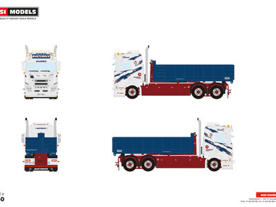 WSI WSI Scania R Normal 6x2 riged truck with hooklift system + 15m3 container MARTEMOEN