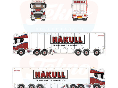 Tekno Tekno Scania NGS Highline 6x2 met 3-assige gesloten oplegger MORTEN CHRISTENSEN HÅKULL