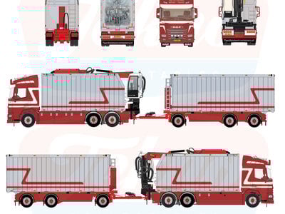 Tekno Tekno DAF XF  rigid truck with trailer + zamac opentop containers G & J VAN LEEUWEN