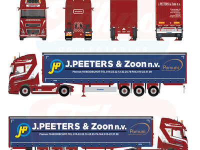 Tekno Tekno Volvo Aero Globetrotter XL 4x2 with 3-axle tautliner PEETERS