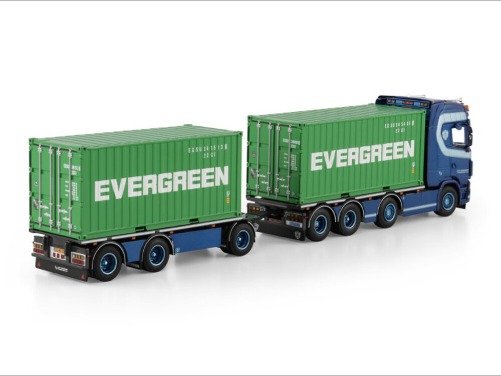WSI WSI Scania S Highline 8x2 with 7-axle riged container truck + drawbar trailer with 2x 20ft container VAN WONDEREN BEESD BV
