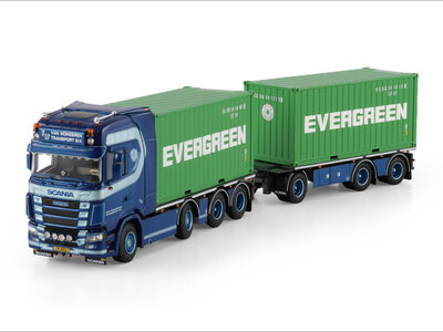 WSI WSI Scania S Highline 8x2 met 7-assige motor container truck + drawbar trailer met 2x 20ft container VAN WONDEREN BEESD BV