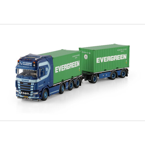 WSI WSI Scania S Highline 8x2 met 7-assige motor container truck + drawbar trailer met 2x 20ft container VAN WONDEREN BEESD BV