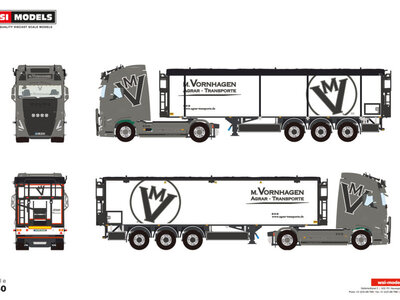 WSI WSI Volvo FH5 Globetrotter XL 4x2 with 3-axle Belt trailer VORNHAGEN