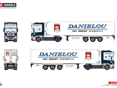 WSI WSI Scania 4-serie Topline 4x2 with 3-axle reefer trailer DANIELOU