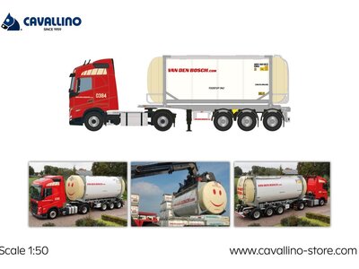 Cavallino Cavallino Volvo FH5 Globetrotter 4x2 met 3-as  tankcontainer VAN DEN BOSCH
