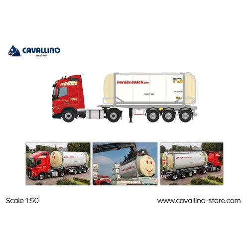Cavallino Cavallino Volvo FH5 Globetrotter 4x2 met 3-as  tankcontainer VAN DEN BOSCH