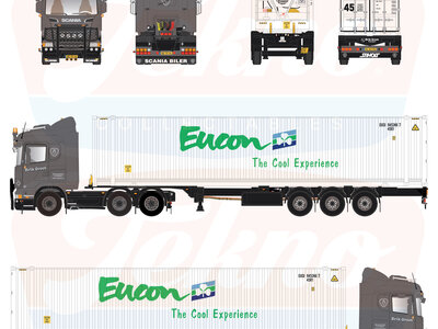 Tekno Tekno Scania R-Serie 6x2 trekker met 3-assige containerchassis ERIK GROOT TRANSPORT