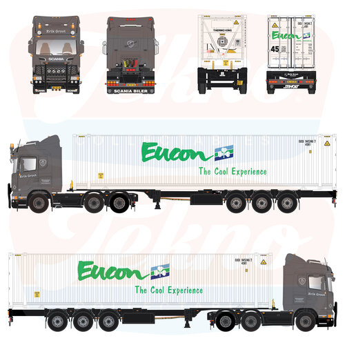 Tekno Tekno Scania R-Serie 6x2 tractor with 3-axle container chassis ERIK GROOT TRANSPORT