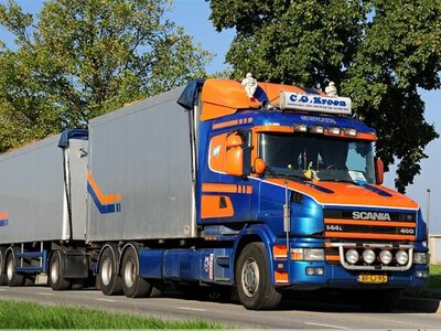 Tekno Tekno Scania 4-serie Torpedo rigid truck with 3-axle trailer C.G. KROON Mesthandel Amsterdam