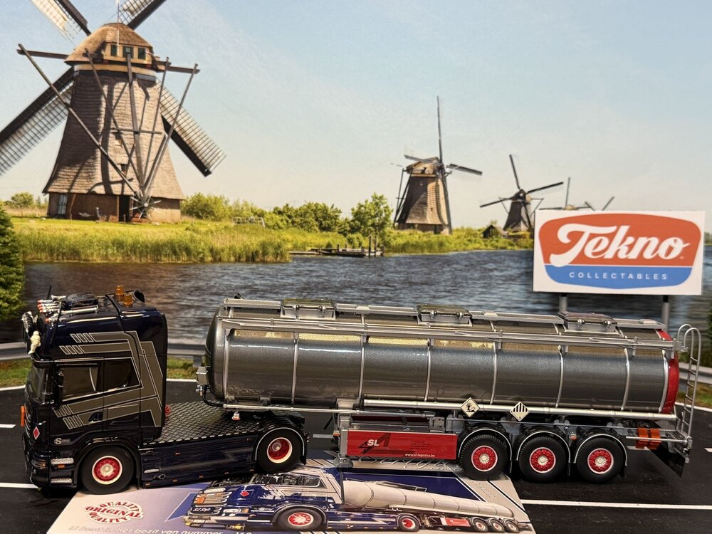 Tekno Tekno Scania R -serie Topline 4x2 trekker met 3 assige tankoplegger SL LOGISTICS