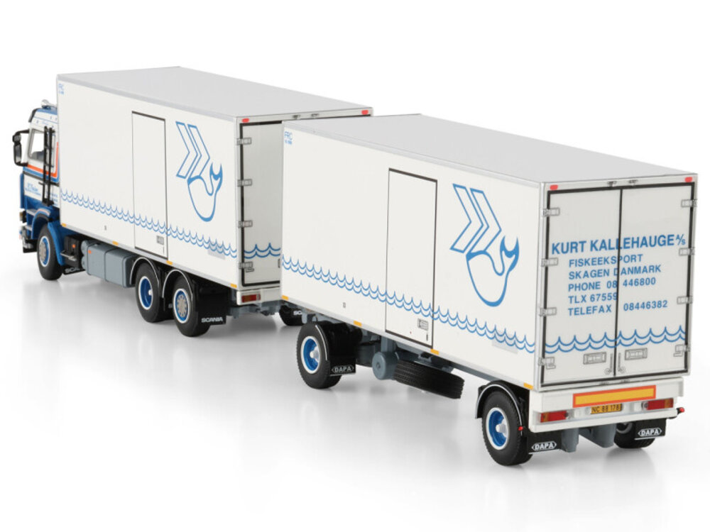 WSI WSI Scania 3-serie 6x2 bakwagen met 2-as oplegger KAJ MADSEN