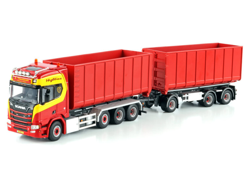 WSI WSI Scania R Highline 8x2 with 7-axle combi container trailer with hooklift + 2x 40m3 container A. THEUNISSEN WEKEROM B.V.